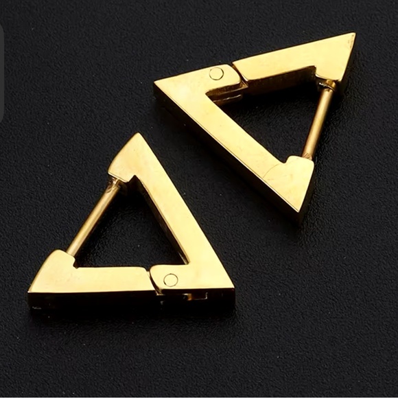 Chantal - Gold Triangle Stainless Steel Earrings Unisex - Picture 2 of 8